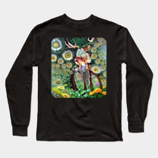 Magical deer in the forest Long Sleeve T-Shirt